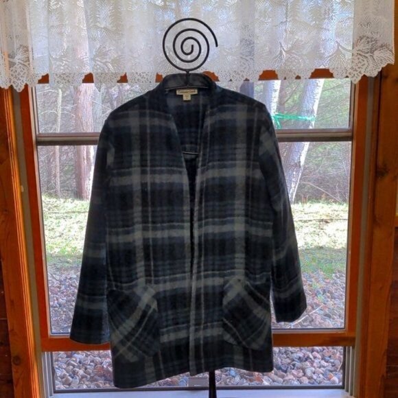 Coldwater Creek Long Sleeve Heavy Blue Plaid Fleece Pocketed Sz. 1X Jacket‎ - Picture 1 of 7